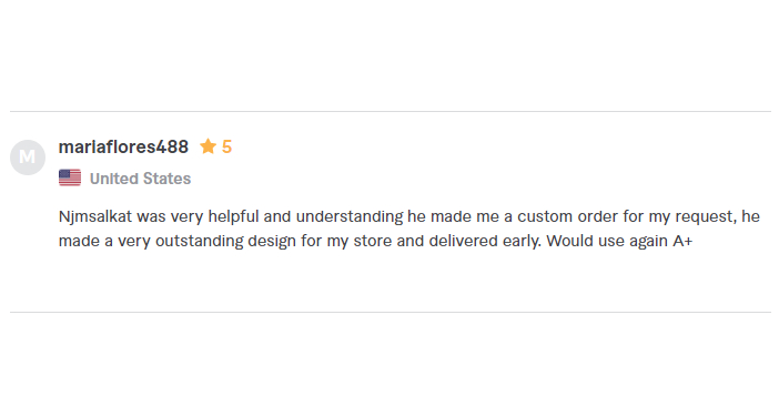 Client review screenshot from Fiverr
